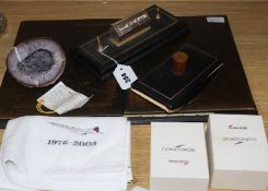 Concorde ephemera and miscellaneous items, including two pairs of boxed napkin rings and a napkin (