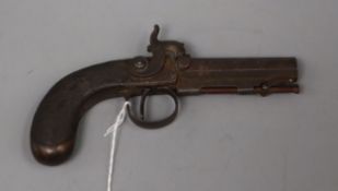 A 19th century W.Ellis patent 61 James St. London. Percussion cap pistol