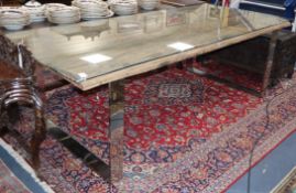 A Caspian driftwood chrome and glass table Length 245cm