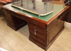 A George III style mahogany partner's desk W.183cm