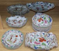 Two Mason's Patent Ironstone China chinoiserie-patterned part dessert services, circa 1813-1820,