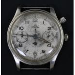 A gentleman's 1940's/1950's? stainless steel Lemania British military issue Royal Navy single button