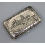 A late 19th century Russian 84 zolotnik silver and niello cigarette case by Gustav Klingert,