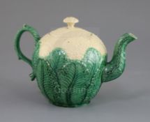 A Staffordshire creamware cauliflower teapot and cover, circa 1770-80, naturalistically modelled