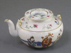 A Chinese famille rose teapot and cover, Xianfeng mark and of the period (1851-61), the ribbed