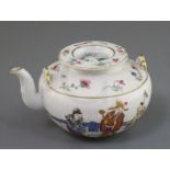 A Chinese famille rose teapot and cover, Xianfeng mark and of the period (1851-61), the ribbed