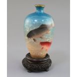 A Japanese wireless cloisonne Ginbari enamel 'carp' vase, by Ogasawara Shuzo, Meiji Period,