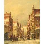 Petrus Gerardus Vertin (1819-1893)oil on panelWintery French street scene with figuressigned9.25 x