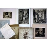 Sir Frank Brangwyn (1867-1956)studio remnantsA group of assorted etchings, letters and sketches