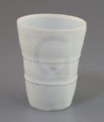 Edmund de Waal (b.1964). A studio porcelain beaker, with tapered banded body, impressed seal mark to