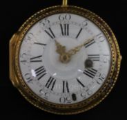 A late 18th/early 19th century French gold and enamel keywind verge pocket watch by Baillon,