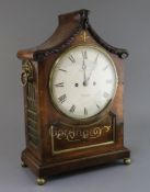 John Charles of Portsea. A Regency brass inset mahogany bracket clock, with painted dial and