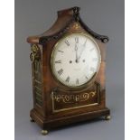 John Charles of Portsea. A Regency brass inset mahogany bracket clock, with painted dial and