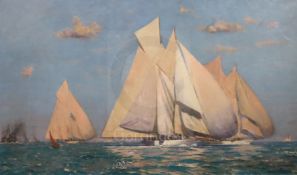 § Norman Wilkinson (1878-1971)oil on boardRacing yachts at seasigned17 x 28in.