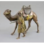 A late 19th / early 20th century Austrian cold painted bronze model of an Arab warrior walking