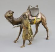 A late 19th / early 20th century Austrian cold painted bronze model of an Arab warrior walking