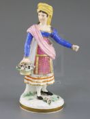 A Rockingham porcelain figure of a Continental peasant woman Paysanne de St. Angelo, c.1830,