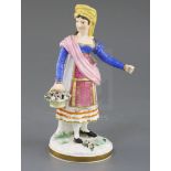 A Rockingham porcelain figure of a Continental peasant woman Paysanne de St. Angelo, c.1830,