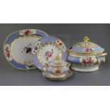 A Chamberlains Worcester dinner and dessert service, c.1816-20, each piece painted with botanical