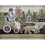 A pair of Regency silkwork panels, depicting Britannia in a chariot being drawn by lions and tigers,