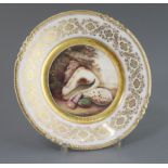 A rare Rockingham porcelain cabinet plate, c.1826-30, painted by George Speight with a study of