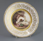 A rare Rockingham porcelain cabinet plate, c.1826-30, painted by George Speight with a study of