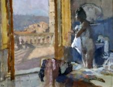 § Bernard Dunstan (1920-2017)oil on board'San Gimignano'initialled, 1972 New Grafton Gallery label