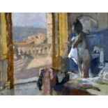 § Bernard Dunstan (1920-2017)oil on board'San Gimignano'initialled, 1972 New Grafton Gallery label