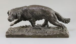 After Christopher Fratin. A bronze model of a retriever, on naturalistic base, signed in the bronze,