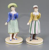 Two Chamberlain's Worcester porcelain figures of Madame Vestris, c.1830, each depicted in the role