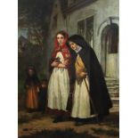 Eugene Francois de Block (Belgian 1812-1893)oil on wooden panelWomen attending churchsigned28.25 x