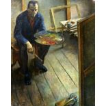 Vladimir Andreevich Mineiko (b.1925)oil on canvasSelf portrait of the artist seated in his