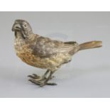 A Franz Bergman cold plated bronze model of a bird, signed and stamped, 6in.