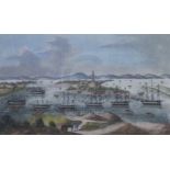 A set of four Chinese pith paintings of Chinese harbour scenes, 19th century, including Guangzhou (