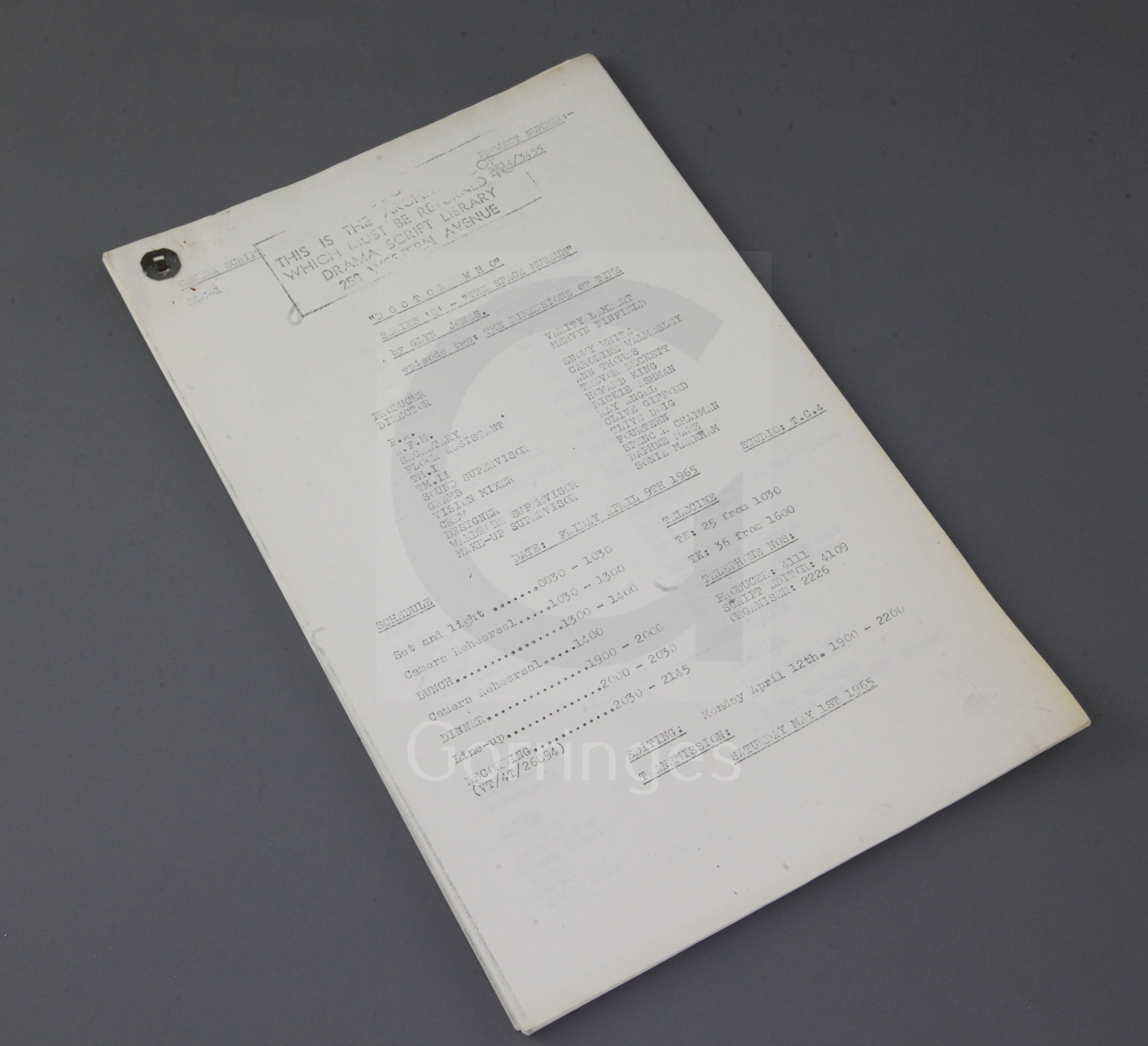 Dr Who: Five rehearsal scripts for the original four and one later episode, formerly the property of - Image 2 of 6