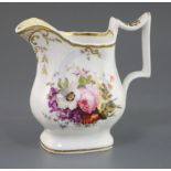 A rare Rockingham porcelain water jug, c.1826-30, with fluted sides to the bulbous body, finely