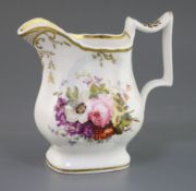 A rare Rockingham porcelain water jug, c.1826-30, with fluted sides to the bulbous body, finely