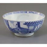 A Chinese blue and white bowl, Yongzheng six character mark and of the period (1723-35), painted