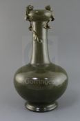 A large Chinese tea dust glazed vase, late 19th/early 20th century, the garlic shaped neck