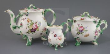 An extremely rare Rockingham cabinet tea set, c.1826-30, comprising teapot, sucrier and cover and