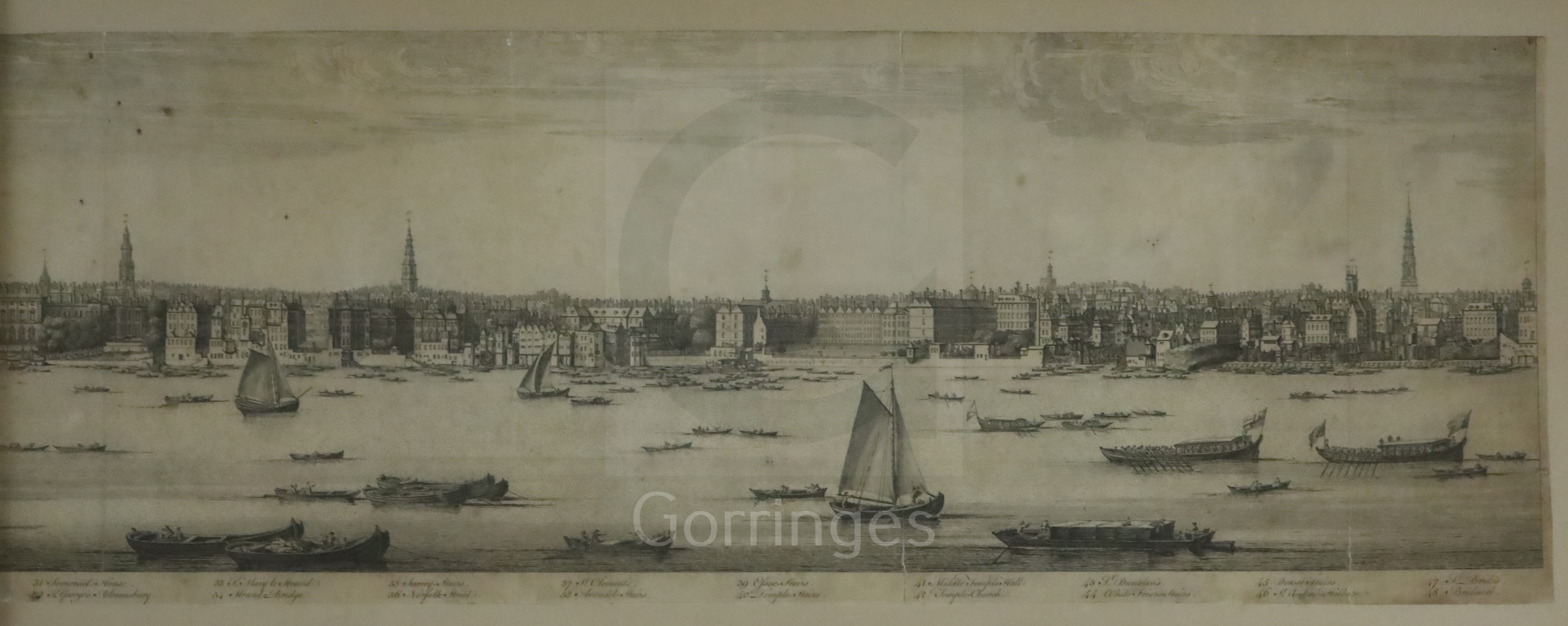 Samuel & Nathaniel BuckengravingA Panorama of Thames from Westminster Bridge to London Bridge, - Image 3 of 3