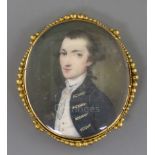 18th century English Schooloil on ivoryMiniature portrait of a gentleman wearing a blue coat1.5 x