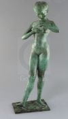 § Bernard Sindall (1924-1998). A green patinated bronze, 'The Necklace', signed and dated 1988 (
