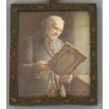 § Charles Spencelayh (1865-1958)oil on ivoryGentleman inspecting a painting by the light from a