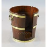 A George III brass bound mahogany plate bucket, with twin side handles, W.1ft 3in. H.1ft 3.5in.