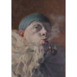 § Armand Henrion (1875-1958)oil on wooden panelClown smoking a pipesigned, Edouard Hautecoeur