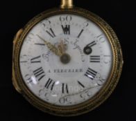 A French 18ct two-colour gold open-face pocket watch, Bugnons & Tequiez .À Fleurier, decorated