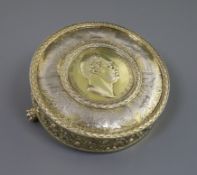 Naval Interest - a good Victorian silver gilt presentation circular table compartmental snuff box