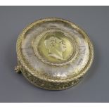 Naval Interest - a good Victorian silver gilt presentation circular table compartmental snuff box