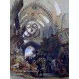 Circle of Amadeo Preziosi (1816-1882)watercolour and bodycolour on paper'The Drug Bazaar,